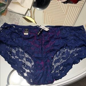 Torrid Women's Lace Hipster Panty - Navy and Magenta